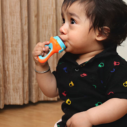 Grignoteuse bébé fruits orange bleu