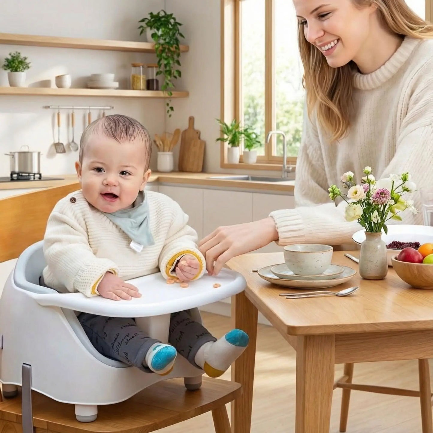 Rehausseur chaise Mathieu avec maman