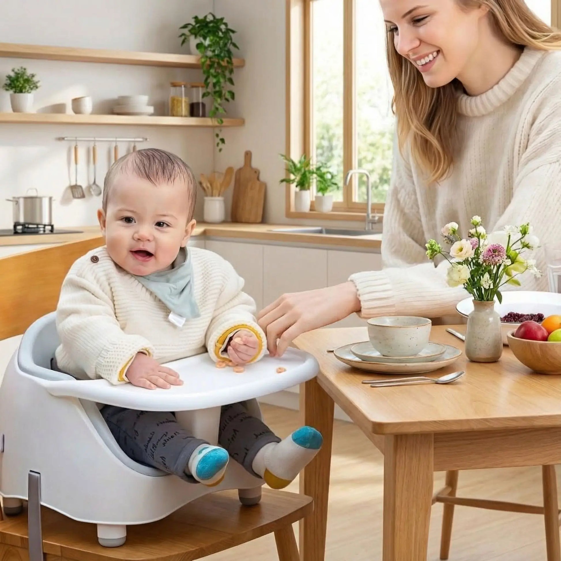 Rehausseur chaise Mathieu avec maman