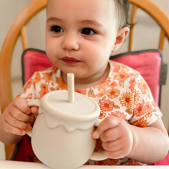 Verre bébé Antidérapant Incassable avec paille