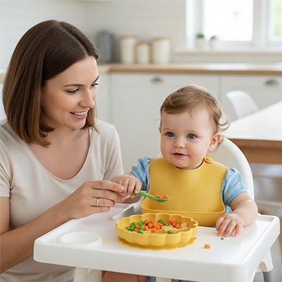 Assiette bébé ventouse jaune