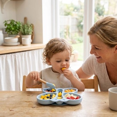 Assiette bébé antidérapant sans bpa avec maman