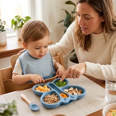 Assiette bébé antidéérapante sans BPA avec collations