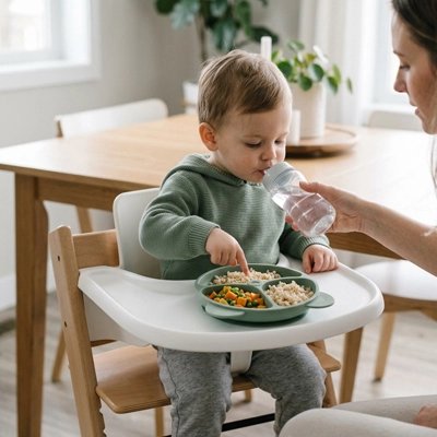 Assiette bébé ventouse anti renversement vert