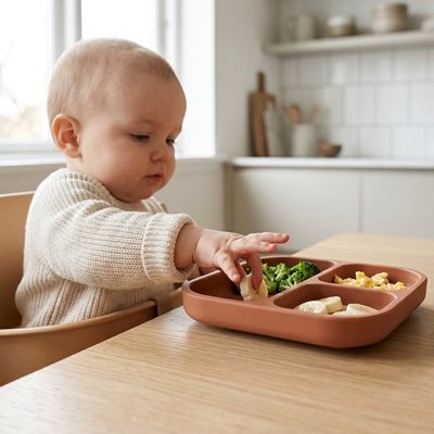 Assiette bébé ventouse antidérapante  avec bananes