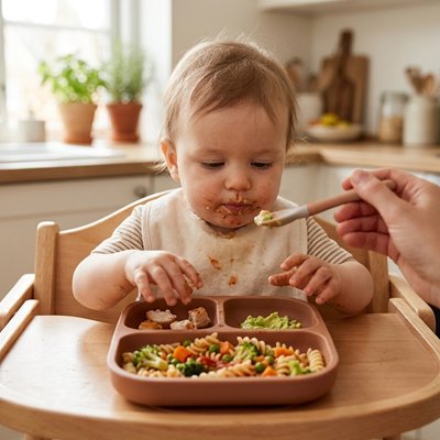 Assiette bébé ventouse antidérapante brun