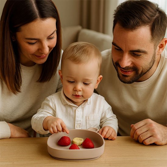 Assiette bébé ventouse antidérapante ourson beige