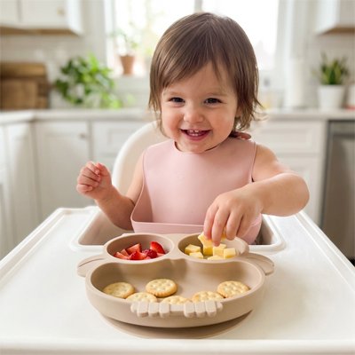 Assiette bebe ventouse antiérapante beige