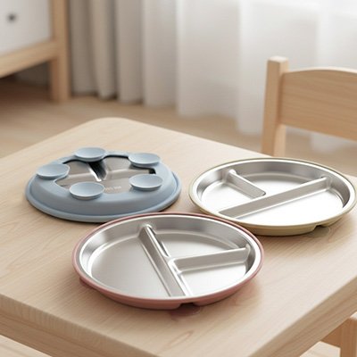 Assiette bébé ventouse compartimentée avec ventouse