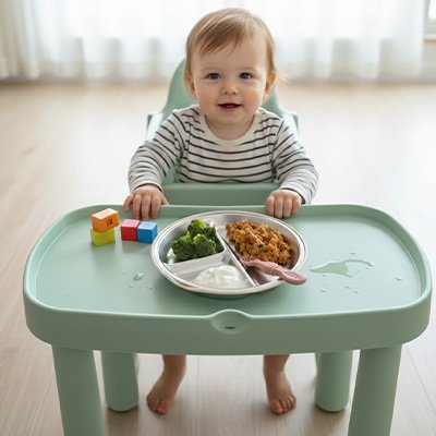 Assiette bébé ventouse comparitimentee beige