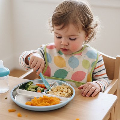 Assiette bébé ventouse comoartimentée bleu