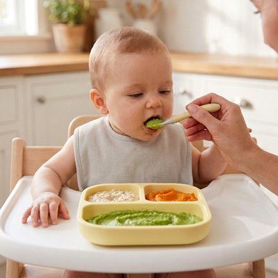 Assiette bébé ventouse conception intelligente avec puré