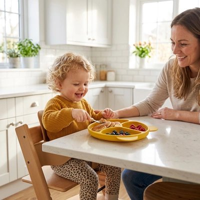 Assiette bébé ventouse parfait pour l'autonomie jaune