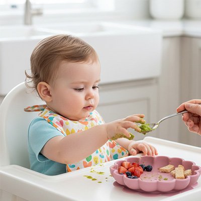 Assiette bébé ventouse rose