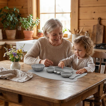  Assiette crabe bébé silicone antidérapente gris