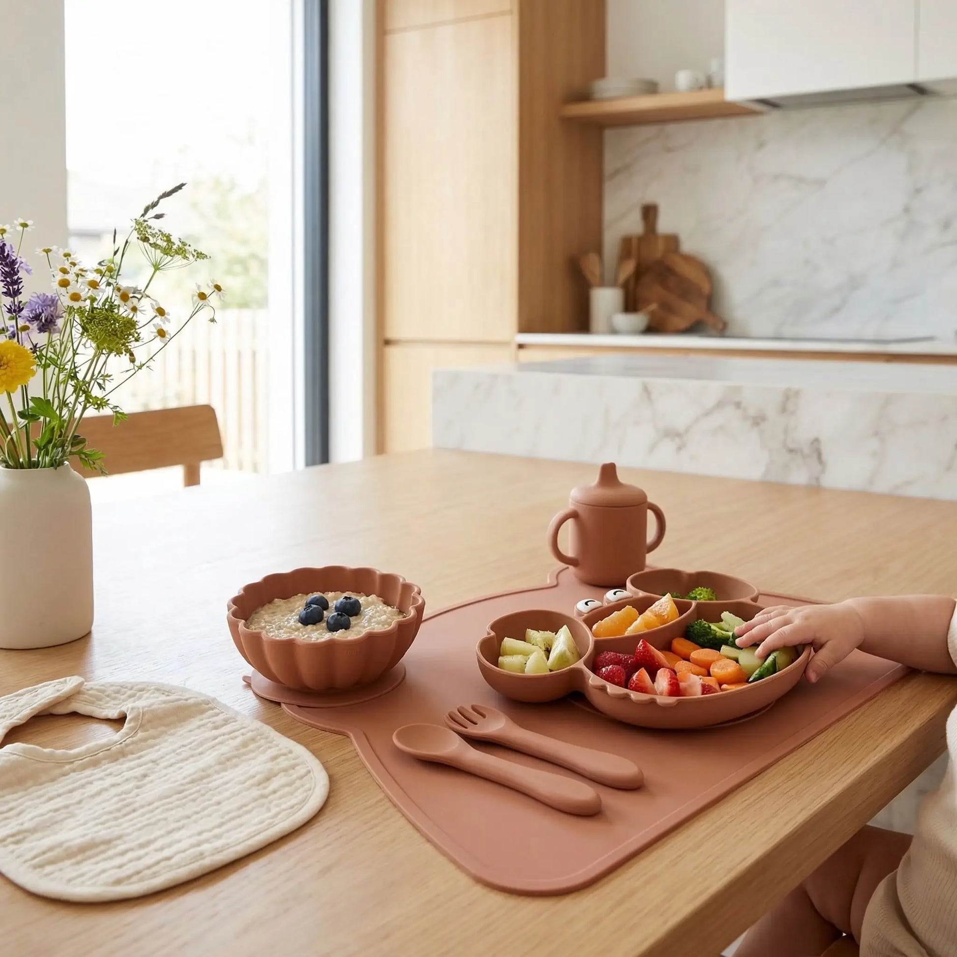 Assiette crabe bébé silicone antidérapente peche