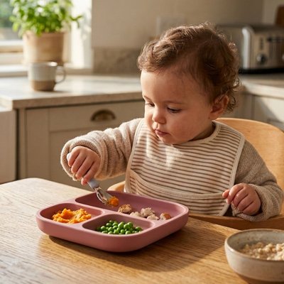 Assiette bébé ventouse Repas autonomes sans renversements rose foncé