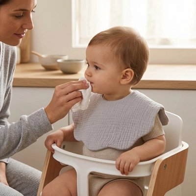 bandana bavoir bébé confort extra doux gris