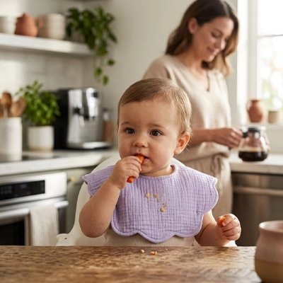 Bandana bavoir bébé confort extra doux mauve