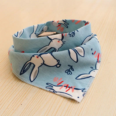 Bandana bavoir coton anti humidité lapins blancs