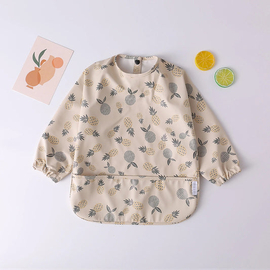 Bavoir a manche longue ananas bleus