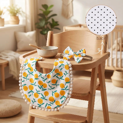 Baviur bandana bébé bambou double épaisseur orange