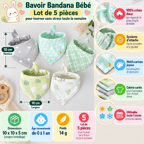 Bavoir bandana bébé dimensions