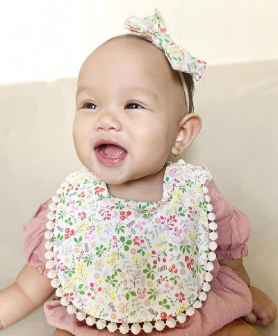 Bavoir bandana bébé ultra absorbant bandeau fleury