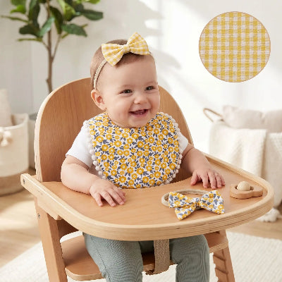 Bavoir bandana bébé ultra absorbant bandeau jaune