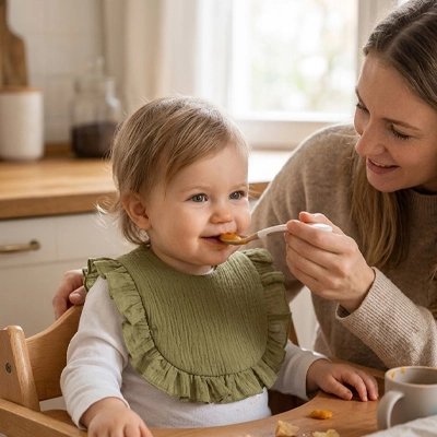 Bavoir bandana bébé vert olive