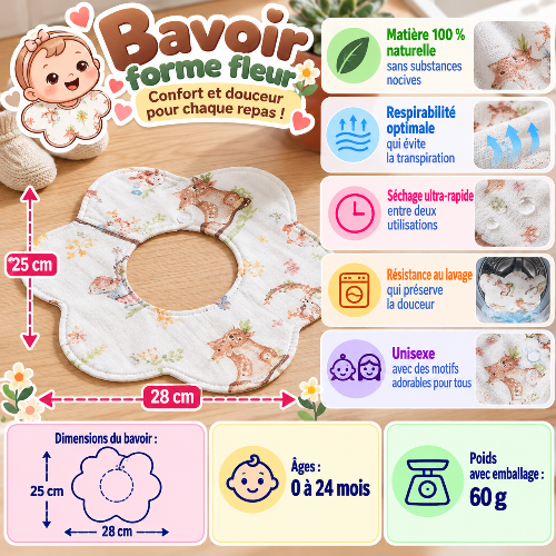 Bavoir bandana infographie