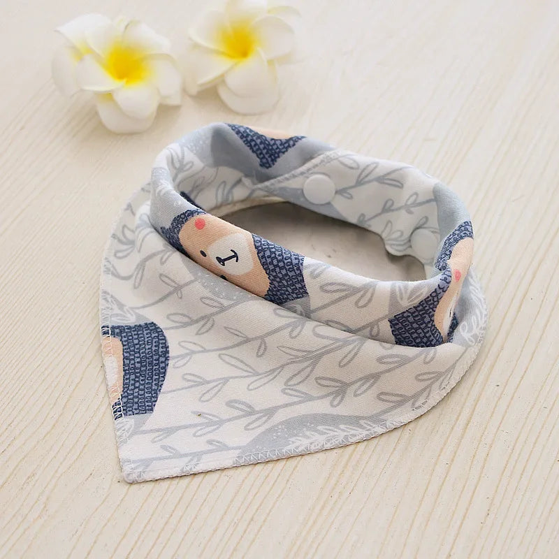 Bavoir bandana coton anti bave bleu gris