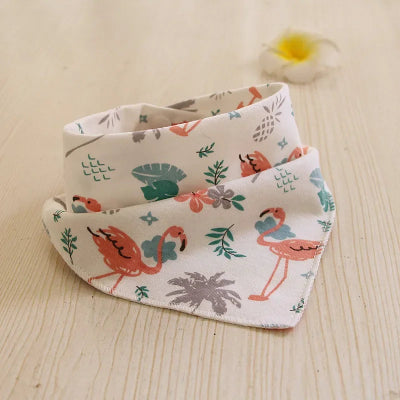 Bavoir bandana coton anti bave flamants roses