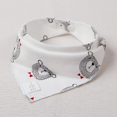 Bavoir bandana coton anti bave oursons gris