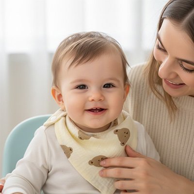Bavoir bandana coton bébé souriant