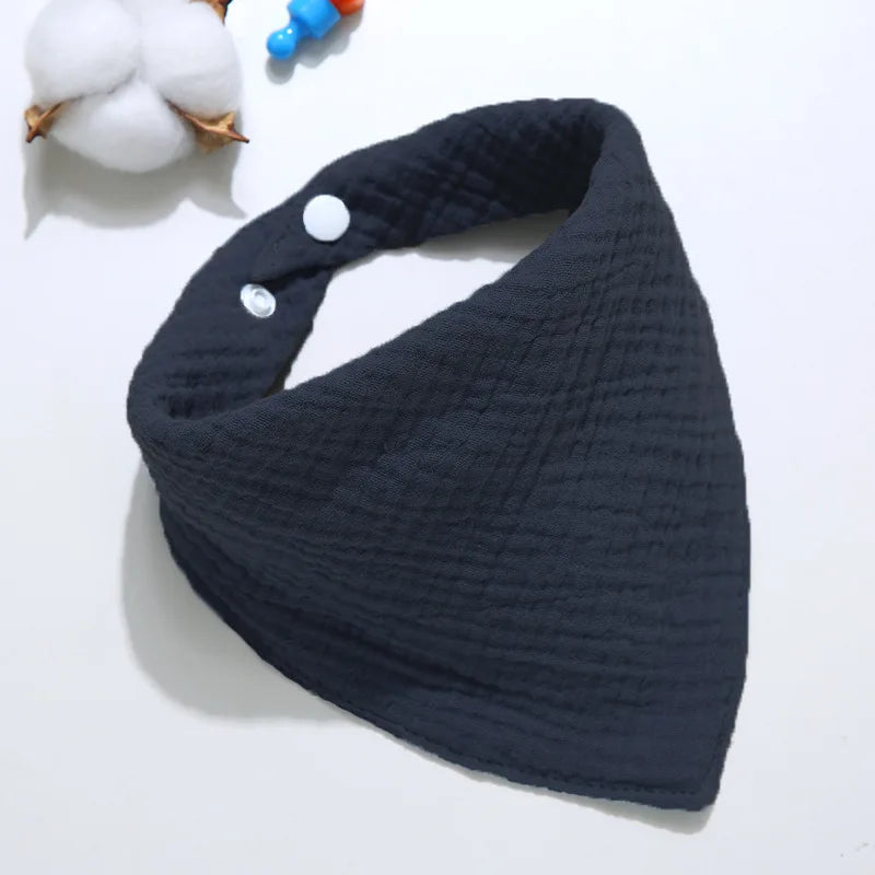 Bavoir bandana coton bleu-marin