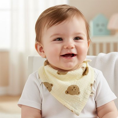 Bavoir bandana coton-ourson