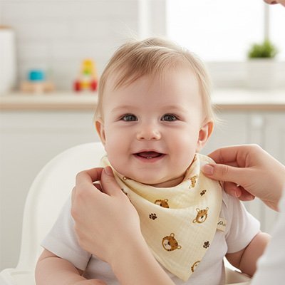 Bavoir bandana coton tigre brun