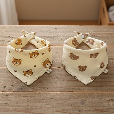 Bavoir bandana coton tigre