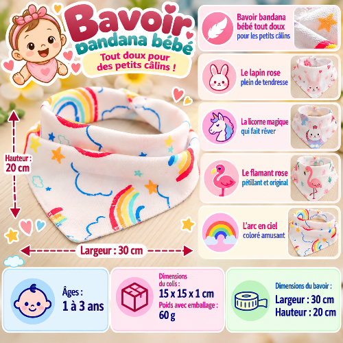 Bavoir bandana infographie