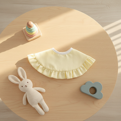 Bavoir bandana ultra absorbant jaune dentelé sur la table de bébé