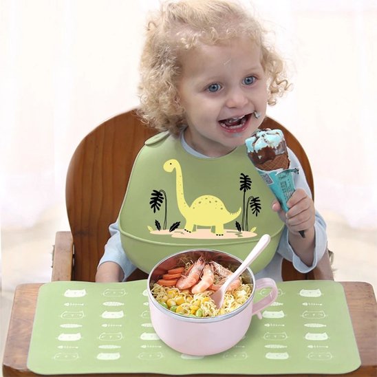 Bavoir bébé Animal dinosaure-jaune