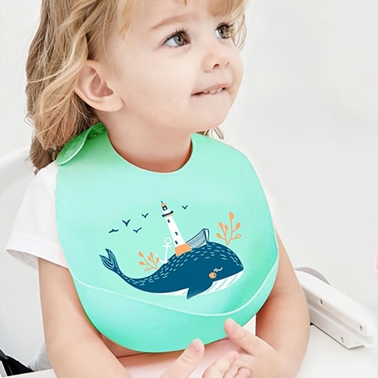 Bavoir bébé baleine bleu