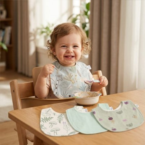 Bavoir bébé bandana vert avec girafe