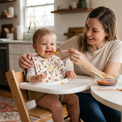 Bavoir bébé coton avec bas et feuillages