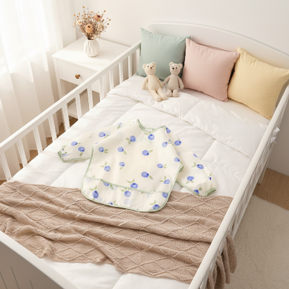 Bavoir bébé imperméable imprimé de bleuets dans le lit de biébé