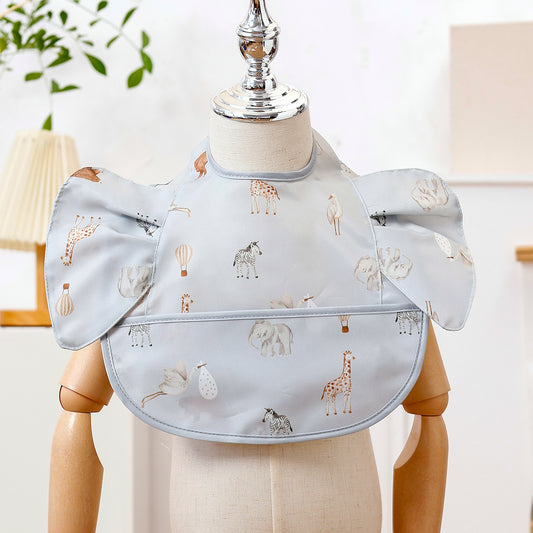 Bavoir bébé imperéable avec poche bleu