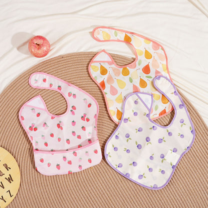 Bavoir bébé imperméable avec poche de récupération rose