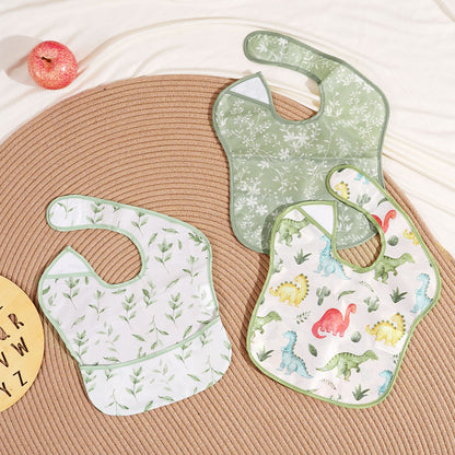 Bavoir bébé imperméable avec poche de récupération vert