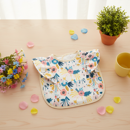 Bavoir bébé imperméable imprimé de fleurs bleus